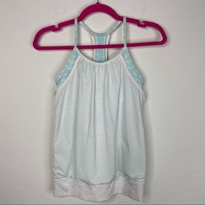 Ivivva by Lululemon Athletic Girls White & Blue Tank Top Size 12